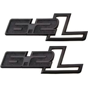 2 Pack 6.2L Liter Side Badge 3D Emblems Engine Sticker Decals Nameplate (Matte Black)