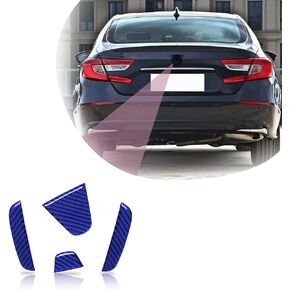 QianBao Compatible with Carbon Fiber Car Rear Logo Decoration Sticker Exterior Accessories Rear Tailgate Emblem Sticker for Honda Civic 2016 2017 2018 2019 2020 2021 (4Pcs Blue)
