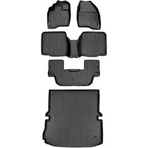 MAXLINER All Weather Custom Fit 3 Row & Cargo Liner Behind The 2nd Row Black Floor Mat Liner Set Compatible with 2017-2019 Ford Explorer (Only Fits Without a Center Console on The 2nd Row)