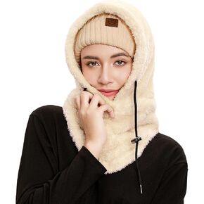 Balaclava Winter Face Mask Cold Weather Ski Mask for Women Wind-Resistant Face Cover Fuzzy Hat Neck Scarf