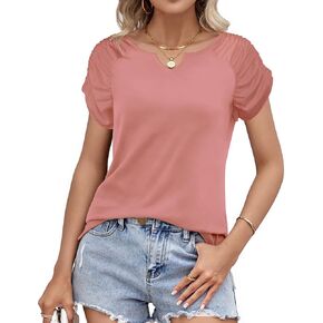 Short Sleeve Shirts for Women, V Neck Summer Tops Loose Fit Casual Tops Trendy Summer Womens Summer Tops Cute Shirts