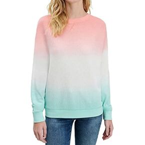 Splendid womens Thermal dye Shirt, Peach White Teal, Small