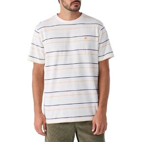 Hang Ten Mens Sunset Stripe Knit T-Shirt - Casual Shirts for Men - Vintage Inspired Short Sleeve Knit Tee