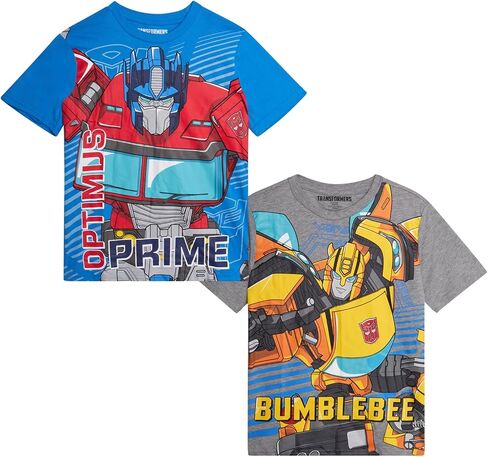 تي شيرت للأولاد من Transformers - قطعتان من تي شيرت برسومات Optimus Prime Bumble Bee Autobot - قميص قصير الأكمام للأطفال الصغار/الأولاد (3T-16) in Saudi Arabia