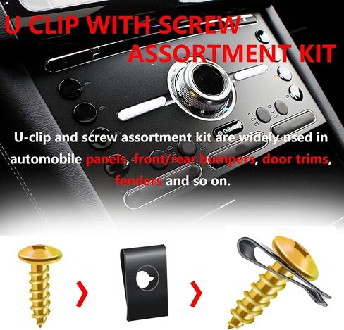 smseace 170pcs U Clip with Screw Assortment Kit 9 sizes metal clips and fasteners used Car ，dashboard ，Panel U nut and phillips screws kit SM-22 in Saudi Arabia