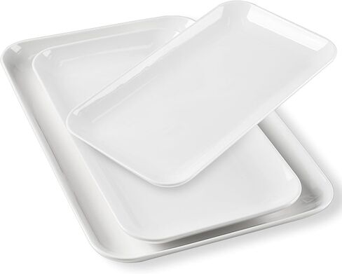 DELLING Large Serving Platter Set 16/14/12inch Large Serving Tray - Rectangular White Serving Trays for Party, Turkey Platter Set of 3, Christmas in Saudi Arabia