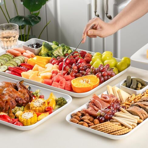 DELLING Large Serving Platter Set 16/14/12inch Large Serving Tray - Rectangular White Serving Trays for Party, Turkey Platter Set of 3, Christmas in Saudi Arabia