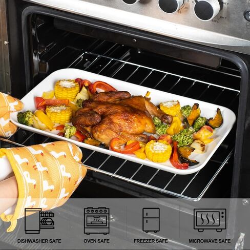 DELLING Large Serving Platter Set 16/14/12inch Large Serving Tray - Rectangular White Serving Trays for Party, Turkey Platter Set of 3, Christmas in Saudi Arabia