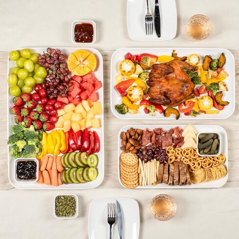 DELLING Large Serving Platter Set 16/14/12inch Large Serving Tray - Rectangular White Serving Trays for Party, Turkey Platter Set of 3, Christmas in Saudi Arabia