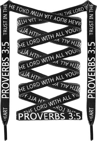 2 Pair Christian Shoe Laces with Proverbs 3: 5 Christ Printed Flat Shoelaces for Athletic Running Sneakers in Kuwait