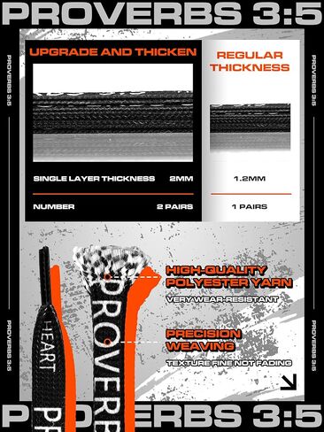 2 Pair Christian Shoe Laces with Proverbs 3: 5 Christ Printed Flat Shoelaces for Athletic Running Sneakers in Kuwait