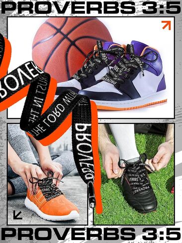 2 Pair Christian Shoe Laces with Proverbs 3: 5 Christ Printed Flat Shoelaces for Athletic Running Sneakers in Kuwait