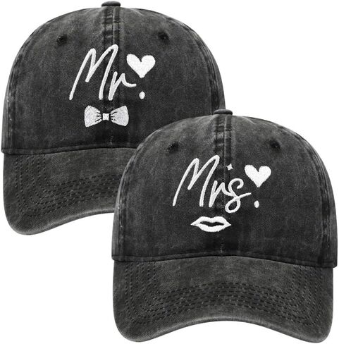 Matching Mr. & Mrs. Baseball Caps Embroidered Baseball Hats Bridal Gift, Newlywed Honeymoon Wedding Gift in Saudi Arabia