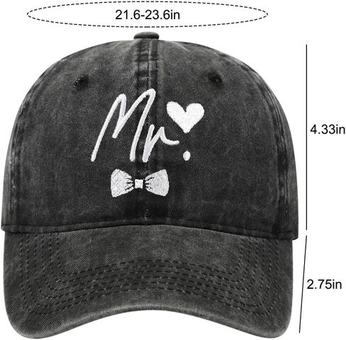 Matching Mr. & Mrs. Baseball Caps Embroidered Baseball Hats Bridal Gift, Newlywed Honeymoon Wedding Gift in Saudi Arabia