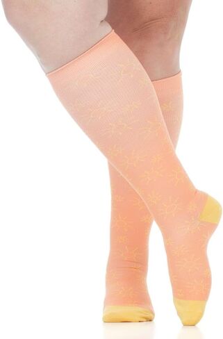 VIM & VIGR Nylon 20-30 mmHg Graduated Compression Socks (Midnight & Rust Thick Stripe, Large/X-Large Wide Calf (6)) in Saudi Arabia