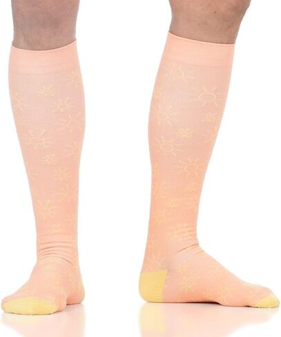 VIM & VIGR Nylon 20-30 mmHg Graduated Compression Socks (Midnight & Rust Thick Stripe, Large/X-Large Wide Calf (6)) in Saudi Arabia