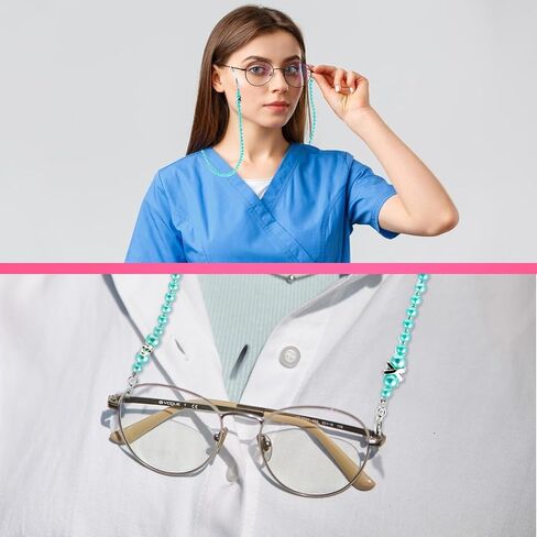 4 Pcs Glasses Chain for Women, Pearl Eye Glasses Holders Around Neck, Eyeglasses Strap Beaded Eyeglass Chain Lanyard in Saudi Arabia