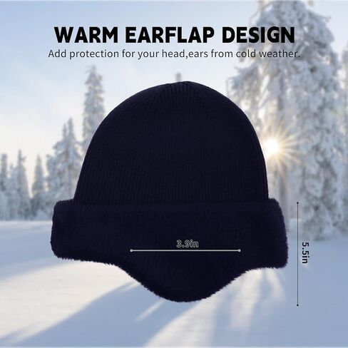 M/L/XL/XXL Winter Beanies Hat with Ear Flaps for Men Women, Warm Thermal Knitted Earflaps Cap Thick Stocking Caps in Saudi Arabia