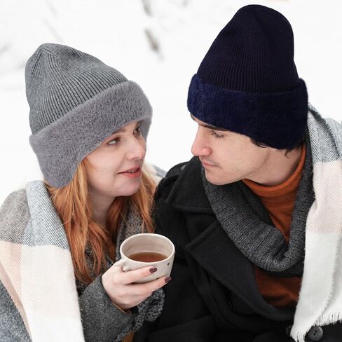 M/L/XL/XXL Winter Beanies Hat with Ear Flaps for Men Women, Warm Thermal Knitted Earflaps Cap Thick Stocking Caps in Saudi Arabia