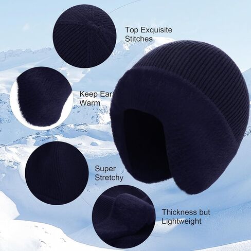 M/L/XL/XXL Winter Beanies Hat with Ear Flaps for Men Women, Warm Thermal Knitted Earflaps Cap Thick Stocking Caps in Saudi Arabia