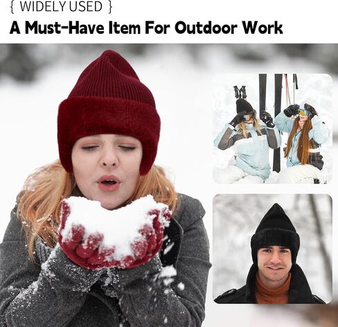 M/L/XL/XXL Winter Beanies Hat with Ear Flaps for Men Women, Warm Thermal Knitted Earflaps Cap Thick Stocking Caps in Saudi Arabia