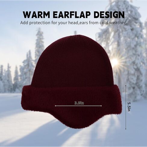 M/L/XL/XXL Winter Beanies Hat with Ear Flaps for Men Women, Warm Thermal Knitted Earflaps Cap Thick Stocking Caps in Saudi Arabia