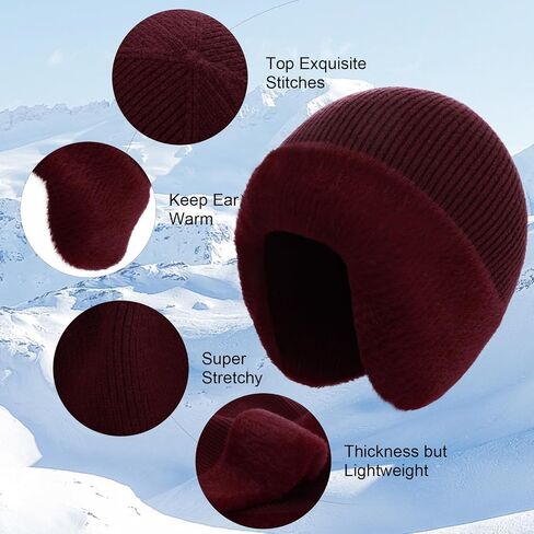 M/L/XL/XXL Winter Beanies Hat with Ear Flaps for Men Women, Warm Thermal Knitted Earflaps Cap Thick Stocking Caps in Saudi Arabia