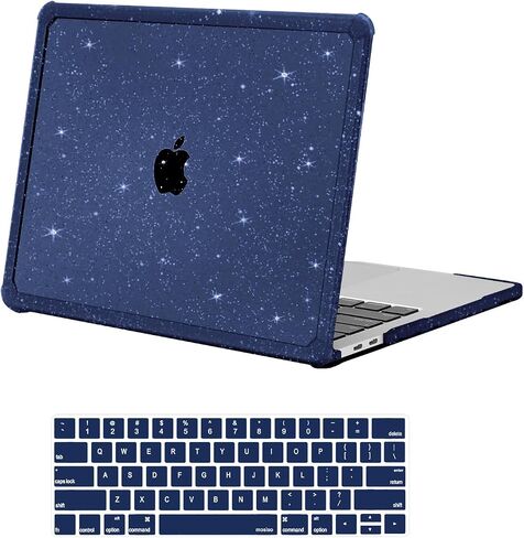 MOSISO Compatible with MacBook Pro 13 inch Case M2 2025-2016 A2338 M1 A2251 A2289 A2159 A1989 A1708 A1706, Anti-Cracking Heavy Duty Glitter Plastic Hard Case with TPU Bumper&Keyboard Cover, Pink in Saudi Arabia
