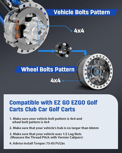ECCPP ATV Wheel Spacers 4x4 to 4x4 4X101.6MM 1.5" inch 4 Lug 1/2" 66mm hub bore Compatible with for Golf Cart for Club Car for EZ GO-2PCS in Saudi Arabia