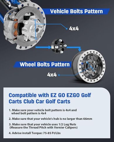 ECCPP ATV Wheel Spacers 4x4 to 4x4 4X101.6MM 1.5" inch 4 Lug 1/2" 66mm hub bore Compatible with for Golf Cart for Club Car for EZ GO-2PCS in Saudi Arabia