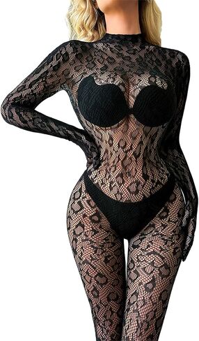 Crotchless Lingerie for Women Sexy Club Outfits Fishnet Bodytocking Rave Outfits One Piece Body Stocking Nightwear in Saudi Arabia