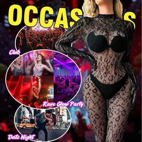 Crotchless Lingerie for Women Sexy Club Outfits Fishnet Bodytocking Rave Outfits One Piece Body Stocking Nightwear in Saudi Arabia