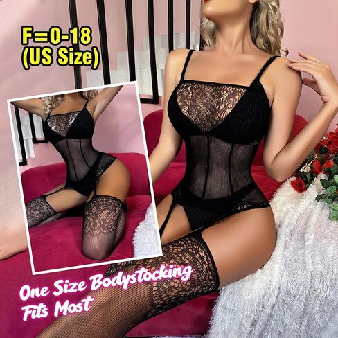 Crotchless Lingerie for Women Sexy Club Outfits Fishnet Bodytocking Rave Outfits One Piece Body Stocking Nightwear in Saudi Arabia