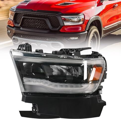 LED Headlight Assembly Compatible with Dodge Ram 1500 2019 2020 2021 2022 Replacement Headlamp with Black Housing Left Driver Side 68533275AA CH2502320 in Saudi Arabia