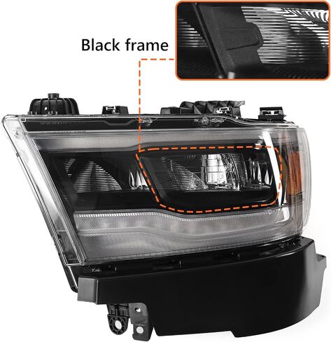 LED Headlight Assembly Compatible with Dodge Ram 1500 2019 2020 2021 2022 Replacement Headlamp with Black Housing Left Driver Side 68533275AA CH2502320 in Saudi Arabia