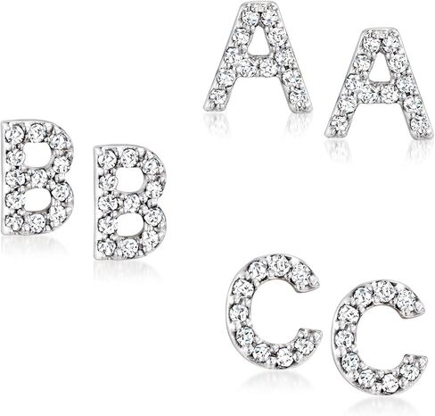 أقراط RS Pure من Ross-Simons الماسية الأولية من الفضة الإسترليني in Kuwait