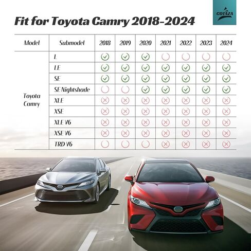 أغطية مقاعد 2018-2024 لسيارة Toyota Camry LE, SE, SE Nightshade، لملحقات Carmy مجموعة كاملة من أغطية مقاعد جلدية لسيارة Camry 2018 2019 2020 2021 2022 2023 2024 واقي مقعد أحمر in Kuwait