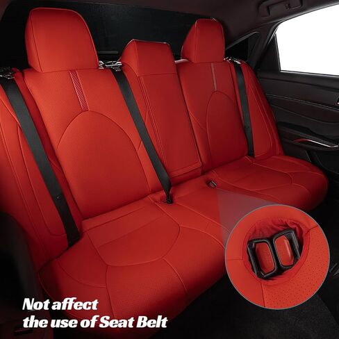 أغطية مقاعد 2018-2024 لسيارة Toyota Camry LE, SE, SE Nightshade، لملحقات Carmy مجموعة كاملة من أغطية مقاعد جلدية لسيارة Camry 2018 2019 2020 2021 2022 2023 2024 واقي مقعد أحمر in Kuwait