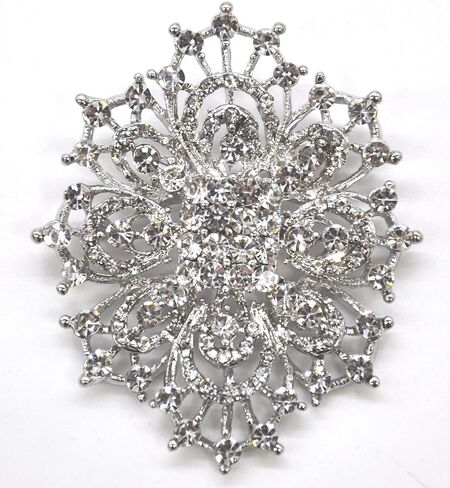 Belagio Enterprises 2-1/2-inch Floral Rhinestone Brooch 1 Piece, Silver/Crystal in Kuwait