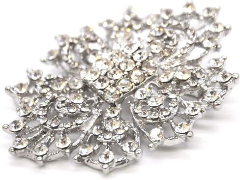 Belagio Enterprises 2-1/2-inch Floral Rhinestone Brooch 1 Piece, Silver/Crystal in Kuwait