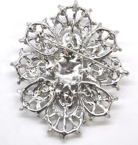 Belagio Enterprises 2-1/2-inch Floral Rhinestone Brooch 1 Piece, Silver/Crystal in Kuwait