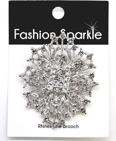 Belagio Enterprises 2-1/2-inch Floral Rhinestone Brooch 1 Piece, Silver/Crystal in Kuwait