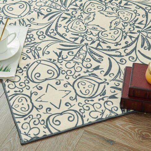 jinchan المطبخ عداء البساط 2x6 الشرقية المدخل عداء البساط قابل للغسل خمر عداء الأزهار غير زلة لينة الرجعية المتعثرة رقيقة البلد بوهو البساط لغرفة النوم الحمام غرفة الغسيل غرفة المعيشة رمادي داكن in Kuwait