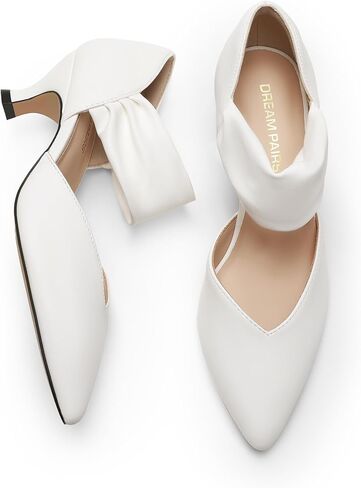 DREAM PAIRS Women's Kitten Heels Low Pumps Shoes Pointed Closed Toe Slip on Dress Work Bridal Party Wedding in Saudi Arabia