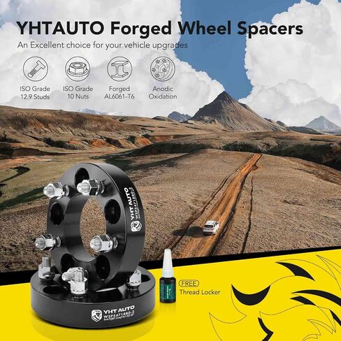 فواصل عجلات YHTAUTO مقاس 5 × 4.75 بوصة مقاس 2 بوصة تناسب كامارو، كورفيت، بليزر، S10، S10 بليزر، XLR، فايربيرد، سونوما، جيمي 5 × 120 مم 5 فواصل إطارات العروة مع مسامير M12x1.5 و12.9 درجة، تجويف محور 87.1 مم 4 قطع in Saudi Arabia