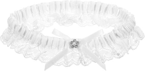 Bride Wedding White Lace Garter, Satin Bridal Bowknot Garters with Rhinestone Bridal Accessories for Women in Saudi Arabia
