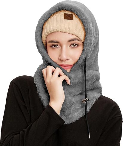Balaclava Winter Face Mask Cold Weather Ski Mask for Women Wind-Resistant Face Cover Fuzzy Hat Neck Scarf in Saudi Arabia