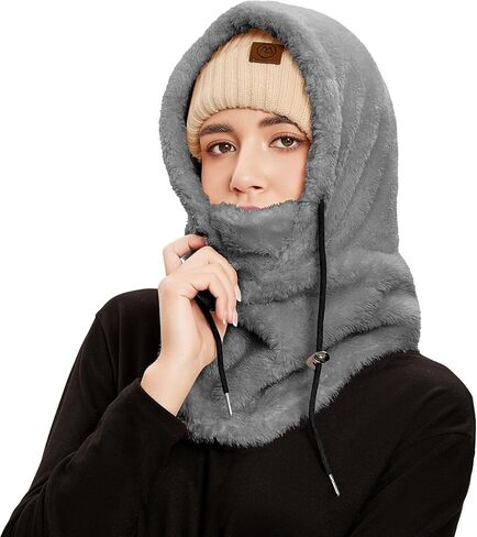 Balaclava Winter Face Mask Cold Weather Ski Mask for Women Wind-Resistant Face Cover Fuzzy Hat Neck Scarf in Saudi Arabia