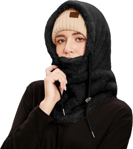 Balaclava Winter Face Mask Cold Weather Ski Mask for Women Wind-Resistant Face Cover Fuzzy Hat Neck Scarf in Saudi Arabia