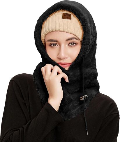 Balaclava Winter Face Mask Cold Weather Ski Mask for Women Wind-Resistant Face Cover Fuzzy Hat Neck Scarf in Saudi Arabia